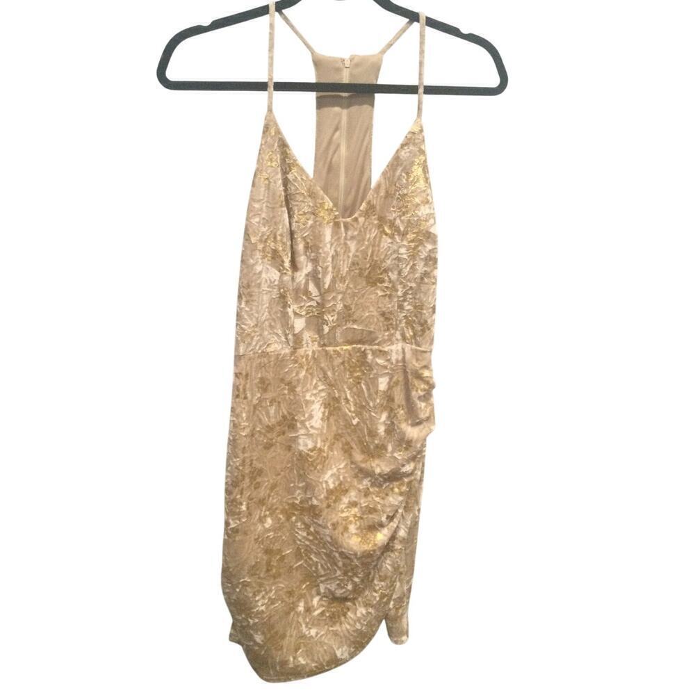 Vintage B.Darlin Womens Velvet Fairy Mini Dress Size 9 10 Cocktail Gold NEW Y2K